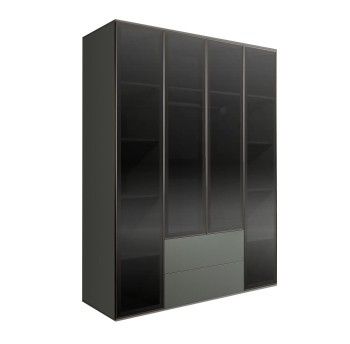 Шкаф 4-х дв. с ящиками Bogemia Air (Серый/Черный) БМШ2/42(4)