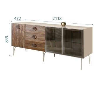 Комод 2.1м Bogemia Wood Fi (Ваниль) (Lakobel/Хром) БМКМ-5(Wo)[5][10]