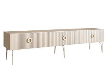 Тумба под телевизор 2.1м Bogemia Fillini (Слоновая кость) (Novabuk/Золото) БМТ-2(Fi)