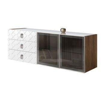 Комод 1.6м Bogemia Woodline Fly Fa (Белый) (Lakobel/Хром) БМКМ-4[5]