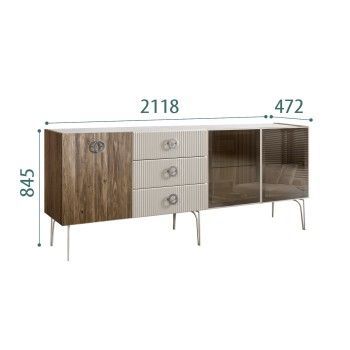 Комод 2.1м Bogemia Woodline Wood Fi (Шелк) (Novabuk/Хром) БМКМ-5[5][10]