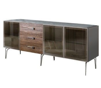 Комод 2.1м Bogemia Wood Wo (Серый) (Novabuk/Хром) БМКМ-5(Wo)[5]