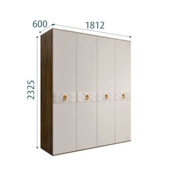 Шкаф 4-х дверный Bogemia Woodline Fa (Шелк/Золото) БМШ2/4