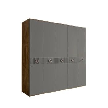 Шкаф 5-ти дв. Bogemia Woodline Fi (Серый/Хром) БМШ2/5(Fi)