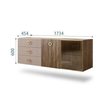 Комод 1.6м Bogemia Woodline Fly Wood Fi (Мокка) (Novabuk/Золото) БМКМ-4[5][10]