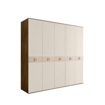 Шкаф 5-ти дв. Bogemia Woodline Fi (Слоновая кость/Золото) БМШ2/5(Fi)