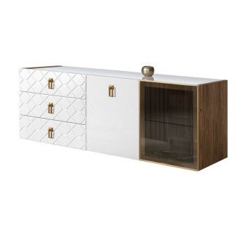 Комод 1.6м Bogemia Woodline Fly Fa (Белый) (Lakobel/Золото) БМКМ-4[5][10]