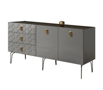 Комод 1.6м Bogemia Farfalle (Серый) (Lakobel/Золото) БМКМ-4(Fa)