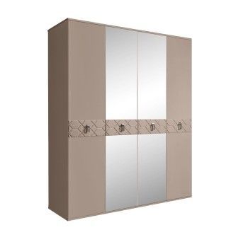 Шкаф 4-х дв. с зеркалами Bogemia Farfalle (Мокка/Хром) БМШ1/4(Fa)
