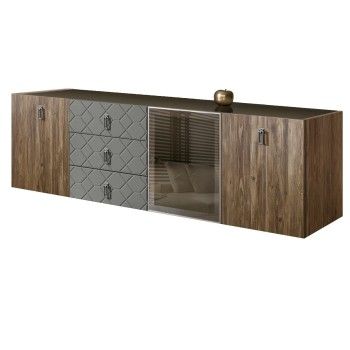 Комод 2.1м Bogemia Woodline Fly Wood Fa (Серый) (Lakobel/Хром) БМКМ-5[4]