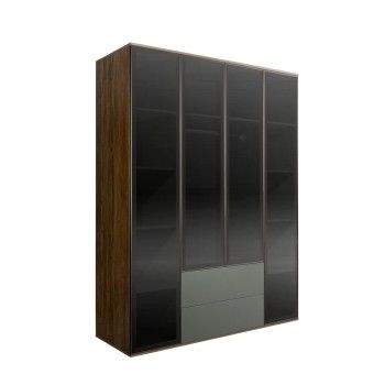 Шкаф 4-х дв. с ящиками Bogemia Woodline Air (Серый/Черный) БМШ2/42(4)