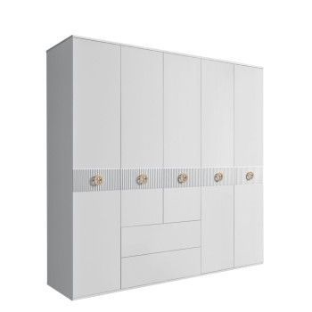 Шкаф 5-ти дверный с ящиками, Bogemia Fillini (Белый/Золото) БМШ2/51(Fi)