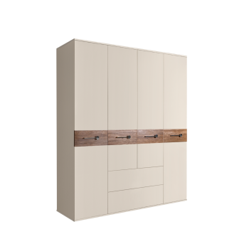 Шкаф 4-х дверный с ящиками, Bogemia Wood Wo (Слоновая кость/Хром) БМШ2/41(Wo)