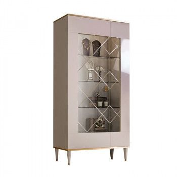 Витрина двухстворчатая левая Римини (слоновая кость золото) РМВ2-2С - Выставка Лобня