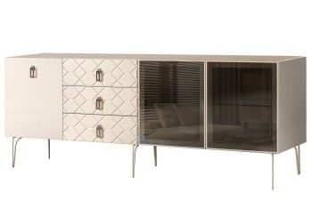 Комод 2.1м Bogemia Farfalle (Слоновая кость) (Novabuk/Хром) БМКМ-5(Fa)[5][10]