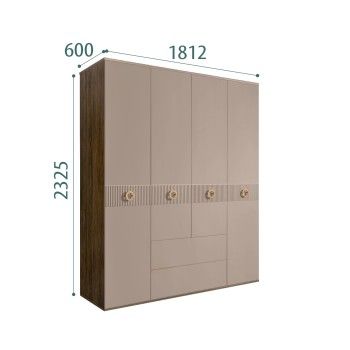 Шкаф 4-х дверный с ящиками Bogemia Woodline Fi (Мокка/Золото) БМШ2/41