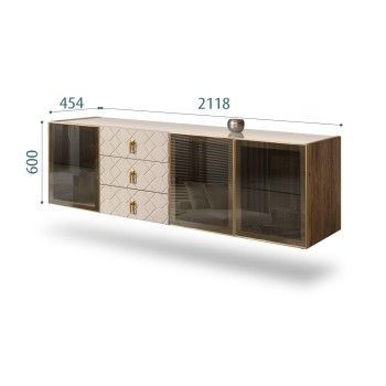 Комод 2.1м Bogemia Woodline Fly Fa (Ваниль) (Lakobel/Золото) БМКМ-5[5]