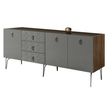 Комод 2.1м Bogemia Woodline Fa (Серый) (Lakobel/Хром) БМКМ-5