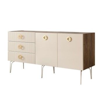 Комод 1.6м Bogemia Woodline Fi (Слоновая кость) (Novabuk/Золото) БМКМ-4