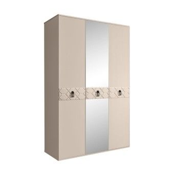 Шкаф 3-х дверный с зеркалом Bogemia Farfalle (Ваниль/Черный) БМШ1/3(Fa)