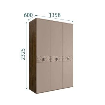 Шкаф 3-х дверный Bogemia Woodline Fa (Мокка/Хром) БМШ2/3