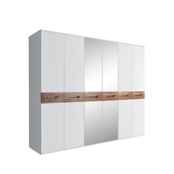 Шкаф 6-ти дв. с зеркалами Bogemia Wood Wo (Белый/Хром) БМШ1/6(Wo)