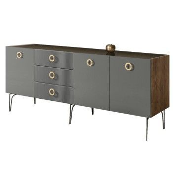 Комод 2.1м Bogemia Woodline Fi (Серый) (Lakobel/Золото) БМКМ-5