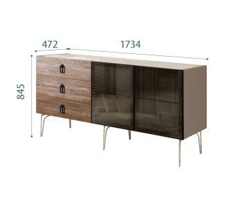 Комод 1.6м Bogemia Wood Fa (Мокка) (Novabuk/Черный) БМКМ-4(Wo)[5]