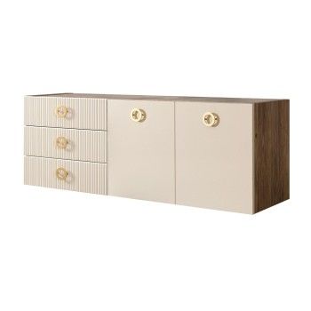 Комод 1.6м Bogemia Woodline Fly Fi (Слоновая кость) (Novabuk/Золото) БМКМ-4