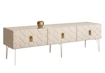 Тумба под телевизор 1.6м Bogemia Farfalle (Слоновая кость) (Lakobel/Золото) БМТ-1(Fa)