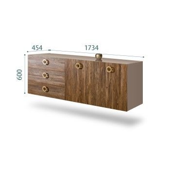 Комод 1.6м Bogemia Fly Wood Fi (Мокка) (Lakobel/Золото) БМКМ-4