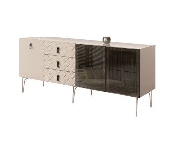 Комод 2.1м Bogemia Farfalle (Ваниль) (Lakobel/Черный) БМКМ-5(Fa)[5][10]