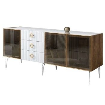 Комод 2.1м Bogemia Woodline Fi (Белый) (Lakobel/Золото) БМКМ-5[5]