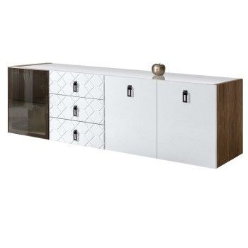 Комод 2.1м Bogemia Woodline Fly Fa (Белый) (Lakobel/Черный) БМКМ-5[4]