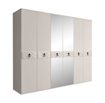 Шкаф 6-ти дв. с зеркалами Bogemia Farfalle (Шелк/Черный) БМШ1/6(Fa)