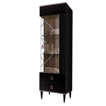 Витрина 1-ств. Римини СОЛО (Черный/Серебро) (Правая) РМВ1-1С(s)