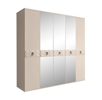 Шкаф 5-ти дв. с зеркалами Bogemia Farfalle (Ваниль/Хром) БМШ1/5(Fa)