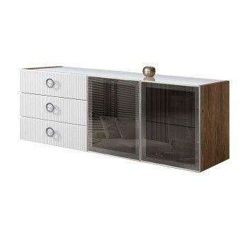 Комод 1.6м Bogemia Woodline Fly Fi (Белый) (Lakobel/Хром) БМКМ-4[5]