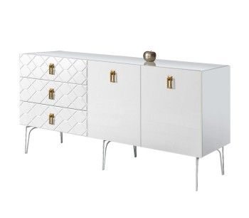 Комод 1.6м Bogemia Farfalle (Белый) (Lakobel/Золото) БМКМ-4(Fa)