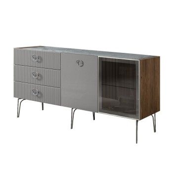 Комод 1.6м Bogemia Woodline Fi (Серый) (Novabuk/Хром) БМКМ-4[5][10]