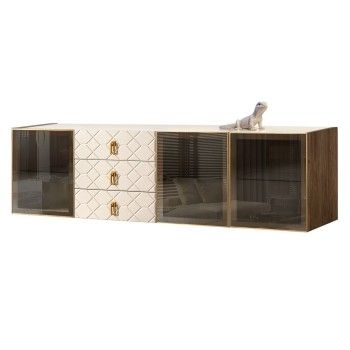 Комод 2.1м Bogemia Woodline Fly Fa (Слоновая кость) (Lakobel/Золото) БМКМ-5[5]