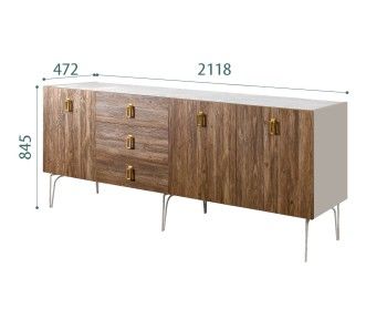 Комод 2.1м Bogemia Wood Fa (Шелк) (Novabuk/Золото) БМКМ-5(Wo)