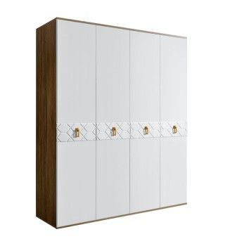 Шкаф 4-х дверный Bogemia Woodline Fa (Белый/Золото) БМШ2/4