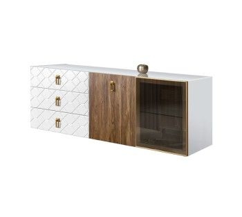 Комод 1.6м Bogemia Fly Wood Fa (Белый) (Lakobel/Золото) БМКМ-4[5][10]