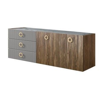 Комод 1.6м Bogemia Woodline Fly Wood Fi (Серый) (Novabuk/Золото) БМКМ-4