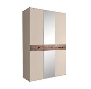 Шкаф 3-х дверный с зеркалом Bogemia Wood Wo (Ваниль/Золото) БМШ1/3(Wo)