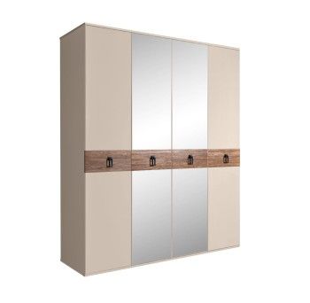 Шкаф 4-х дв. с зеркалами Bogemia Wood Fa (Ваниль/Черный) БМШ1/4(Wo)