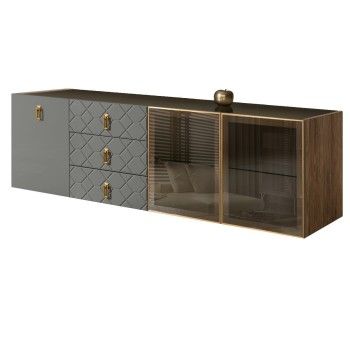 Комод 2.1м Bogemia Woodline Fly Fa (Серый) (Lakobel/Золото) БМКМ-5[5][10]