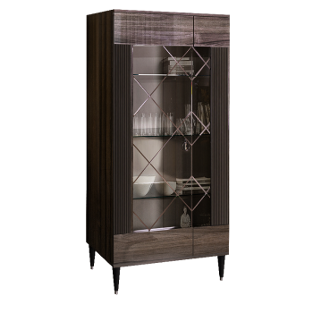 Витрина 2-ств. Римини СОЛО (Орех империя/Золото) (Правая) РМВ2-2С(s)