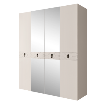 Шкаф 4-х дв. с зеркалами Bogemia Farfalle (Слоновая кость/Черный) БМШ1/4(Fa)